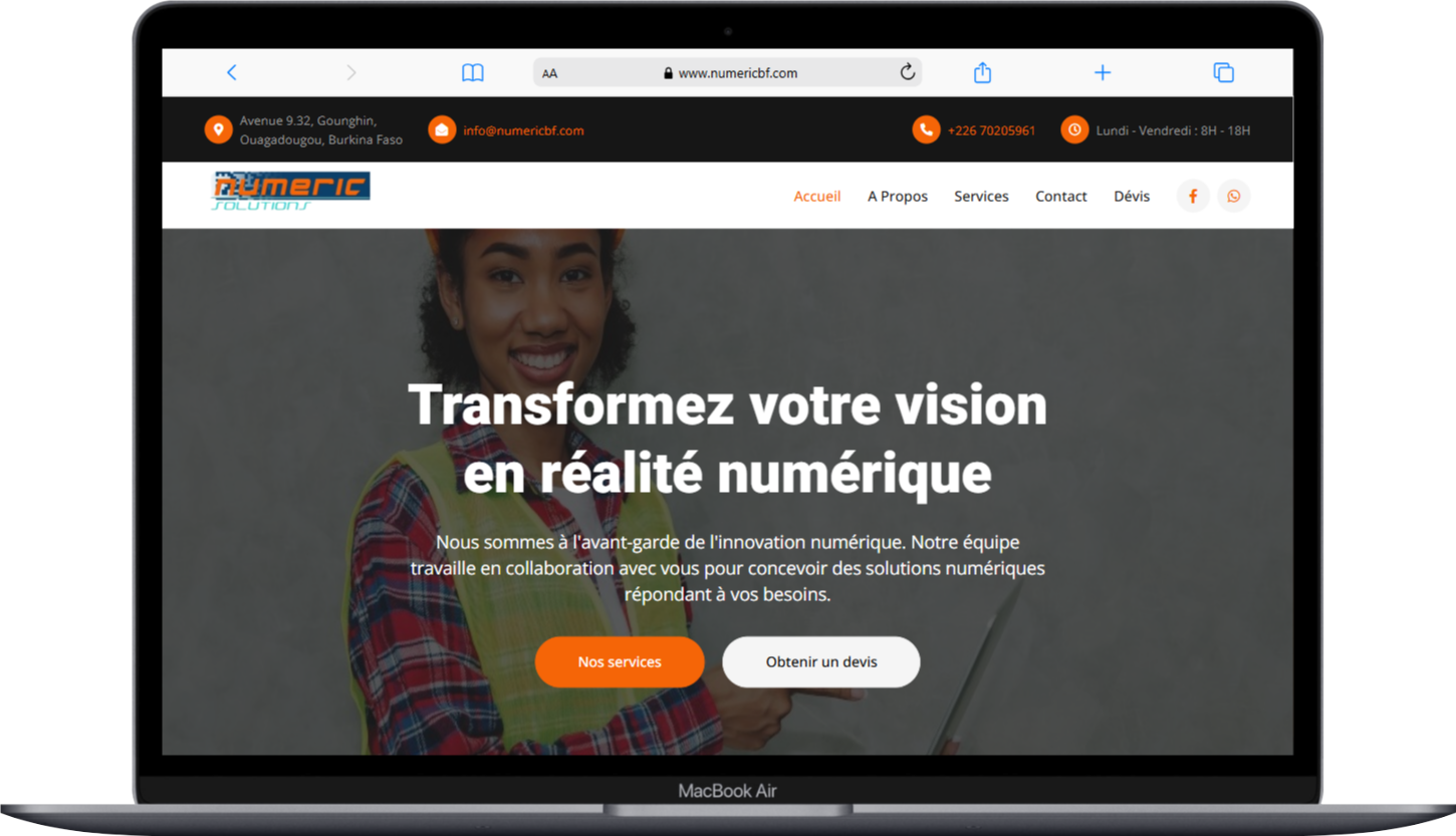 Image de la page d'accueil du site web de numeric